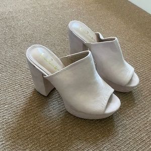 Suede mule slip on heels